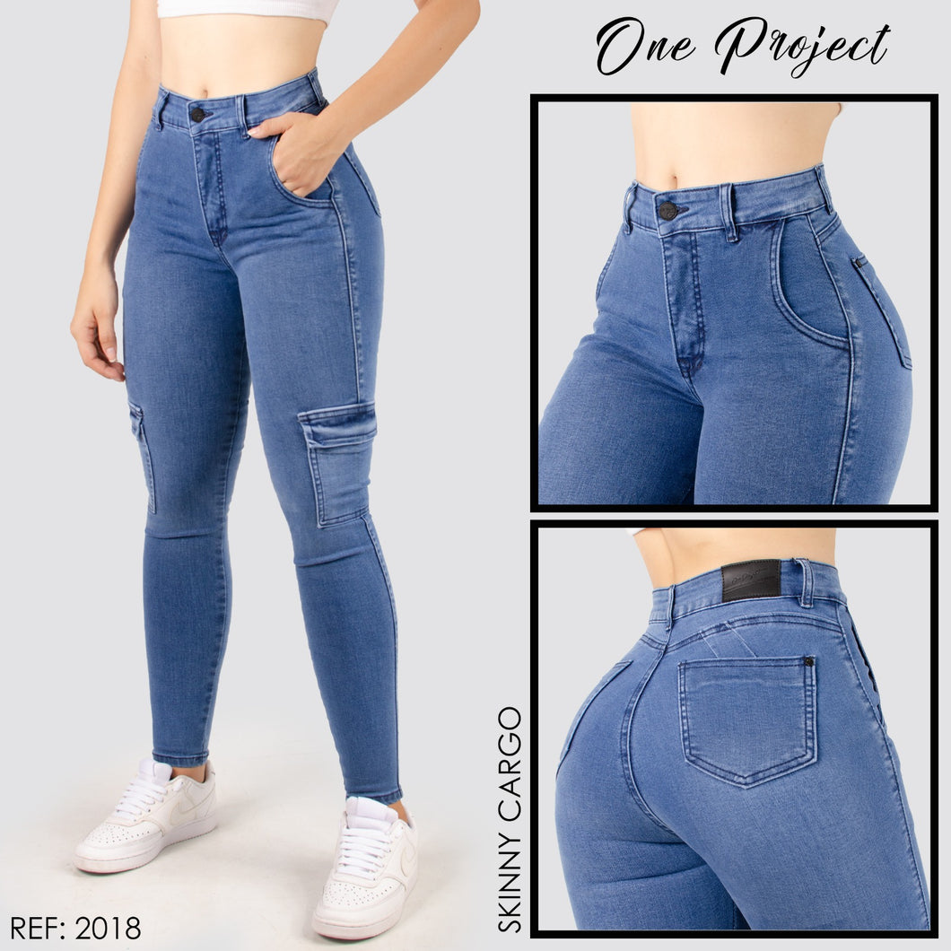 JEANS MUJER SKINNY CARGO 2018